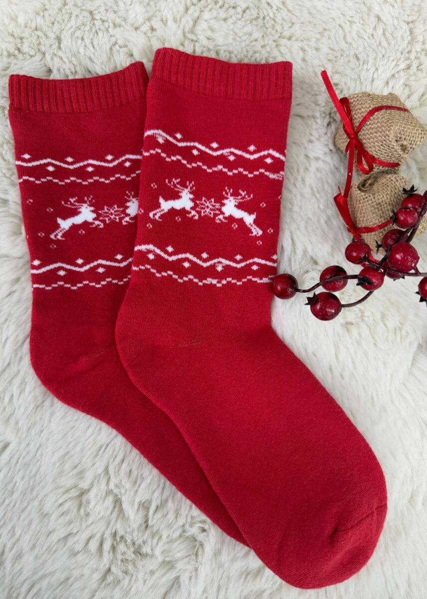 SINGLE CHRISTMAS WOMEN SOCKS RED/E KUQE - 2