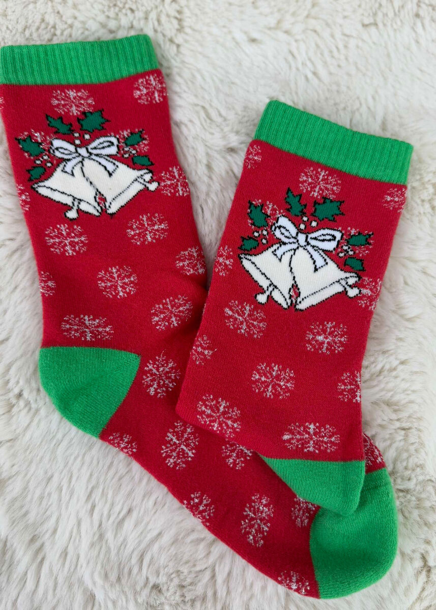 SINGLE CHRISTMAS WOMEN SOCKS RED+GREEN/KUQE+JESHILE - 3