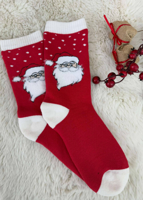 SINGLE CHRISTMAS WOMEN SOCKS RED+WHITE/KUQE+BARDHE - 2