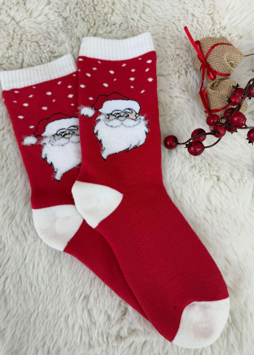 SINGLE CHRISTMAS WOMEN SOCKS RED+WHITE/KUQE+BARDHE - 2