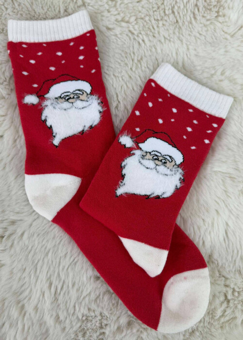 SINGLE CHRISTMAS WOMEN SOCKS RED+WHITE/KUQE+BARDHE - 3