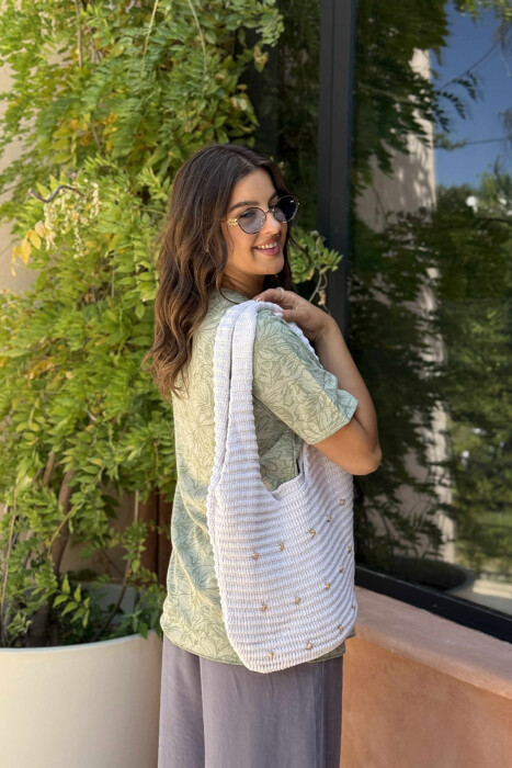 SINGLE POCKET DESIGNED WOMEN T-SHIRT MINT/MENTE - 4