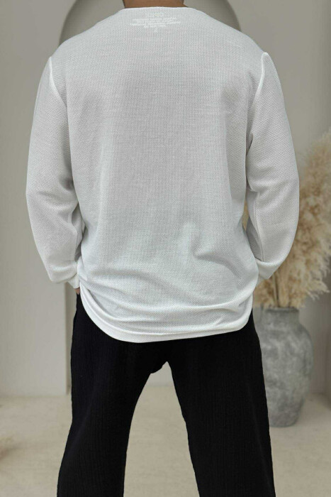 SINGLE POCKET DETAIL ONE COLOR MEN SHIRT WHITE-E BARDHE - 2