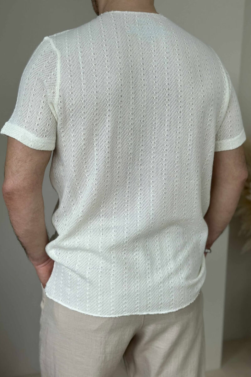 SINGLE POCKET ONE COLOR MEN T-SHIRT CREAM/KREM - 4