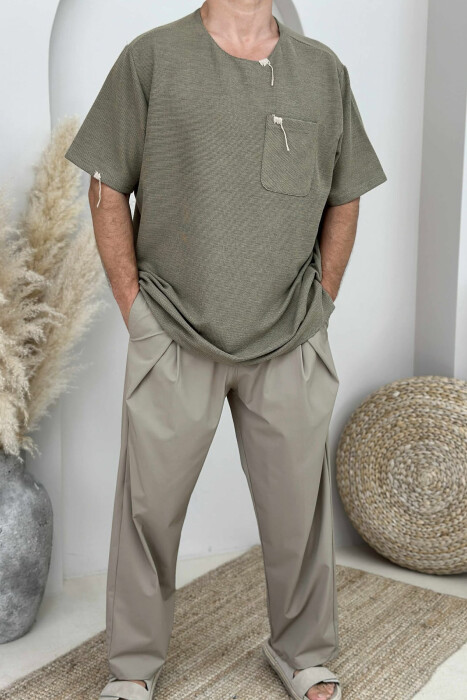 SINGLE POCKET ONE COLOR MEN T-SHIRT DARK GREEN/JEE 