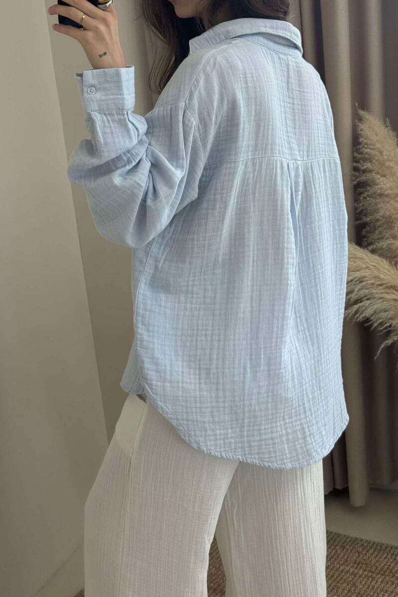 SINGLE POCKET ONE COLOR WOMEN SHIRT BABY BLUE/BLU BY - 4