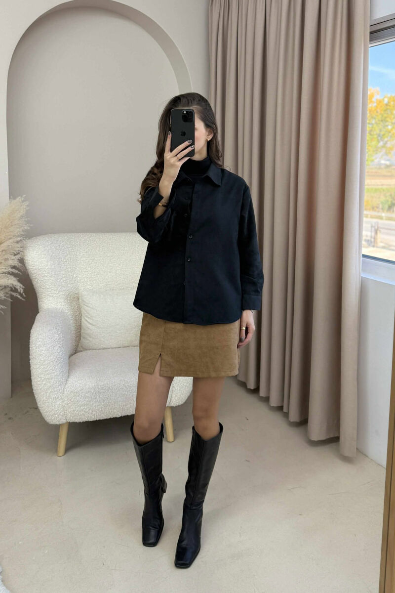 SINGLE POCKET ONE COLOR WOMEN SHIRT BLACK/ E ZEZE - 4