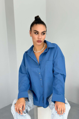 SINGLE POCKET ONE COLOR WOMEN SHIRT BLUE/BLU 