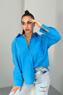 SINGLE POCKET ONE COLOR WOMEN SHIRT LIGHTBLUE/BZ 