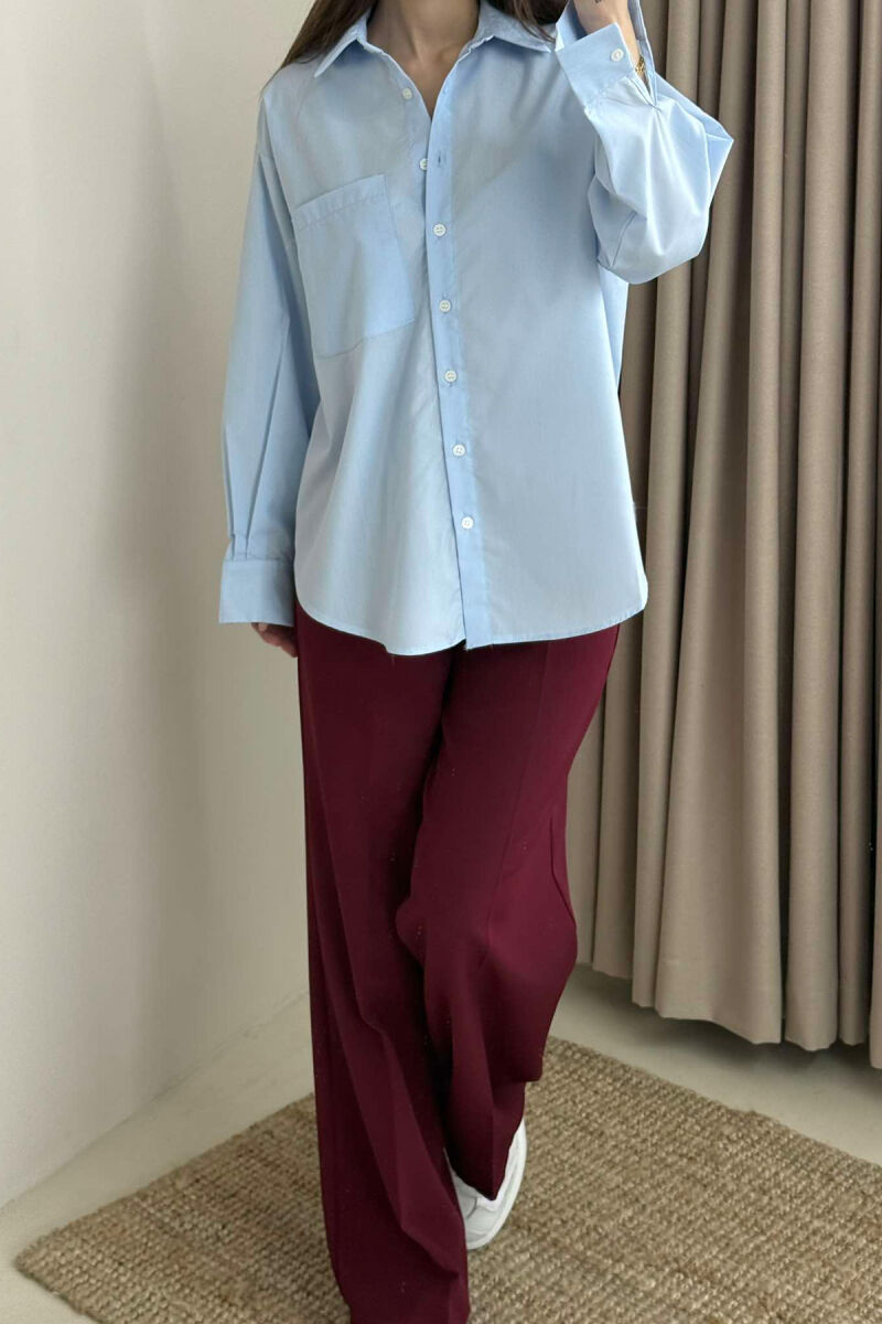 SINGLE POCKET ONE COLOR WOMEN SHIRT LIGHTBLUE/BZ - 3