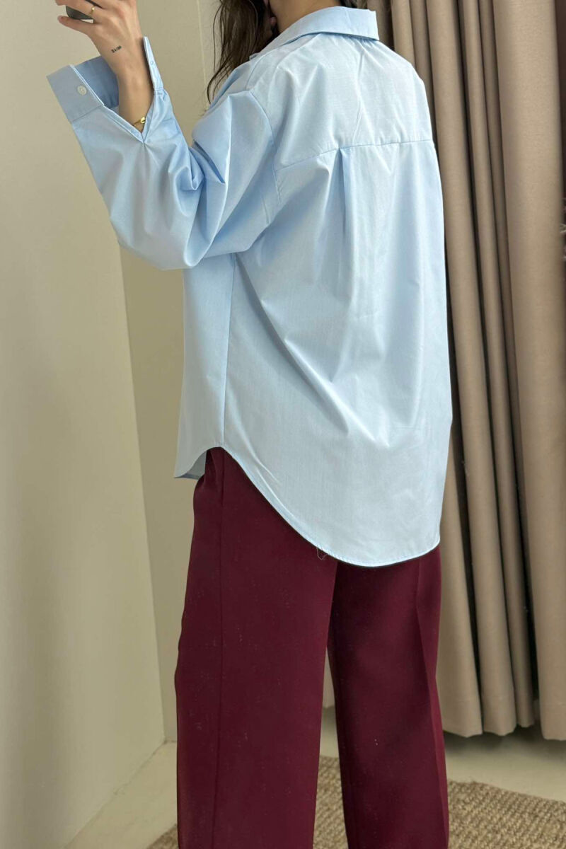 SINGLE POCKET ONE COLOR WOMEN SHIRT LIGHTBLUE/BZ - 4