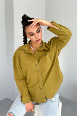 SINGLE POCKET ONE COLOR WOMEN SHIRT OLIVE/ULLI 