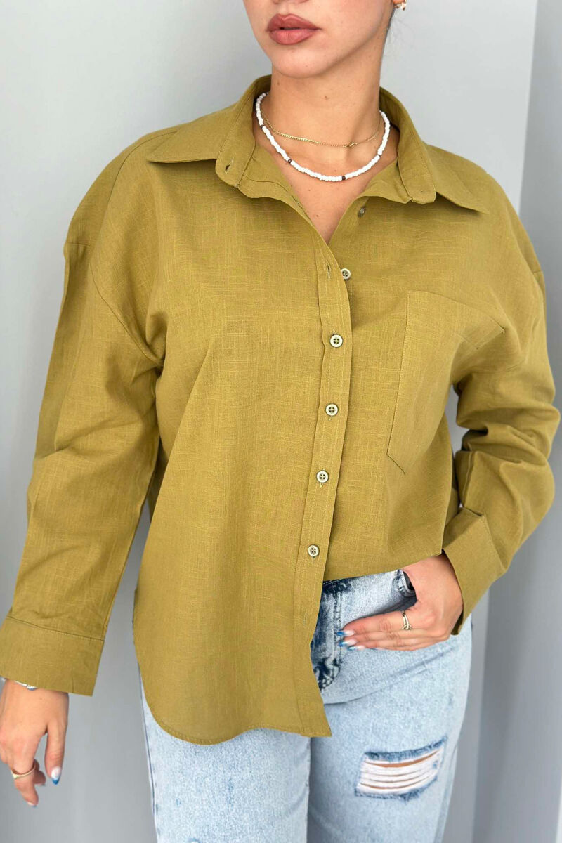 SINGLE POCKET ONE COLOR WOMEN SHIRT OLIVE/ULLI - 2