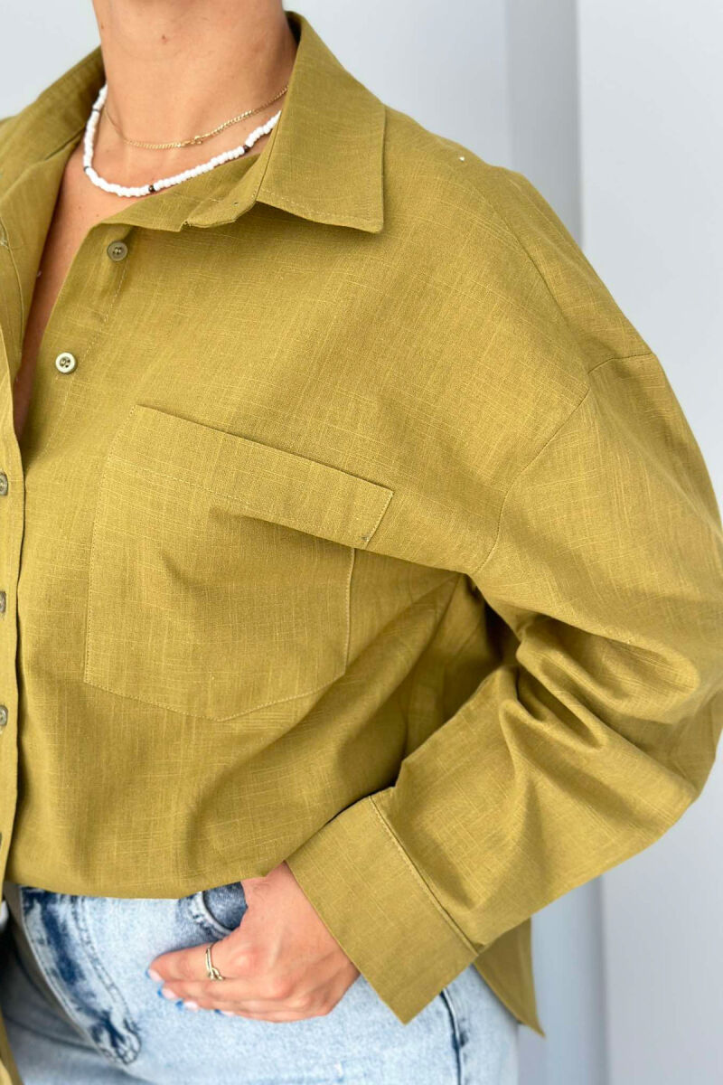 SINGLE POCKET ONE COLOR WOMEN SHIRT OLIVE/ULLI - 4