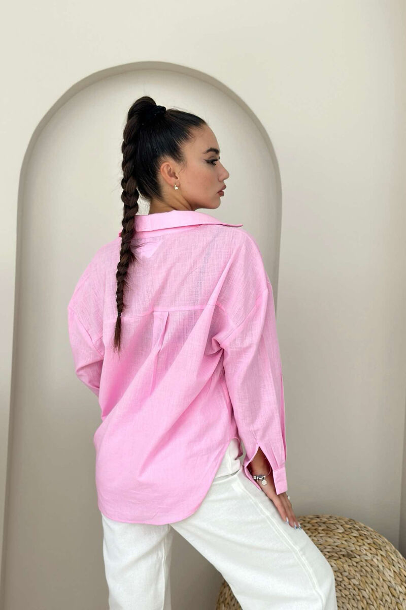 SINGLE POCKET ONE COLOR WOMEN SHIRT PINK/ROZE - 2