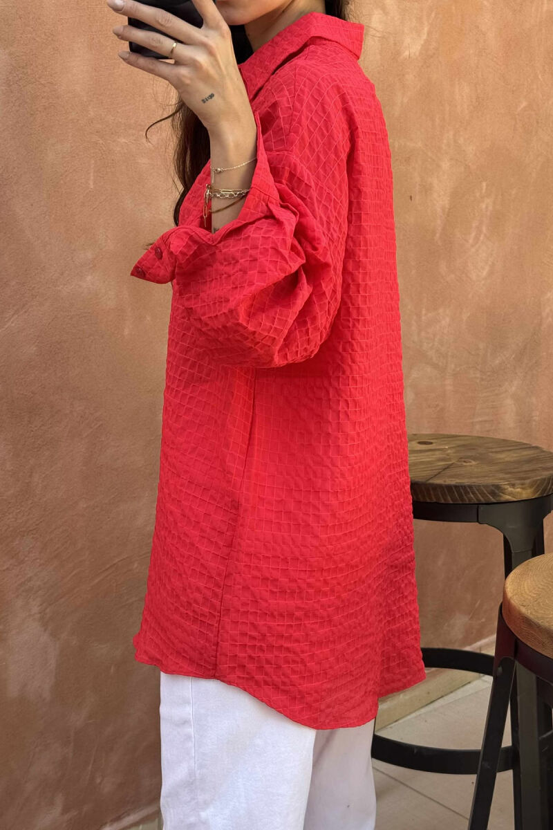 SINGLE POCKET ONE COLOR WOMEN SHIRT RED/E KUQE - 10