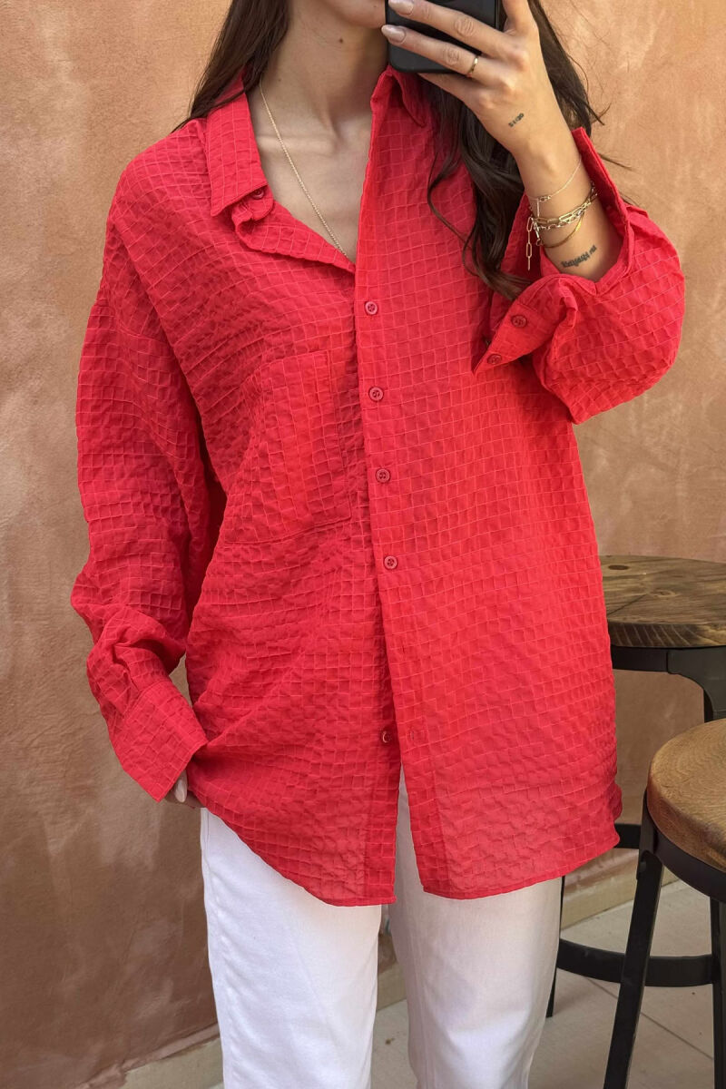 SINGLE POCKET ONE COLOR WOMEN SHIRT RED/E KUQE - 8