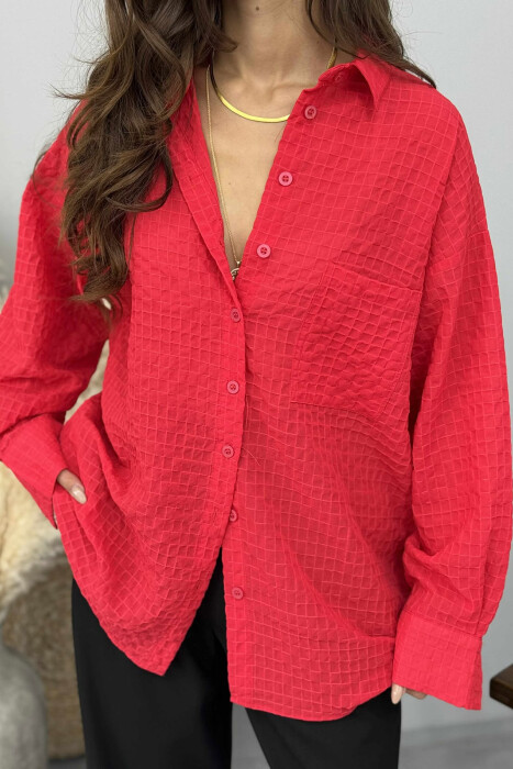 SINGLE POCKET ONE COLOR WOMEN SHIRT RED/E KUQE - 9