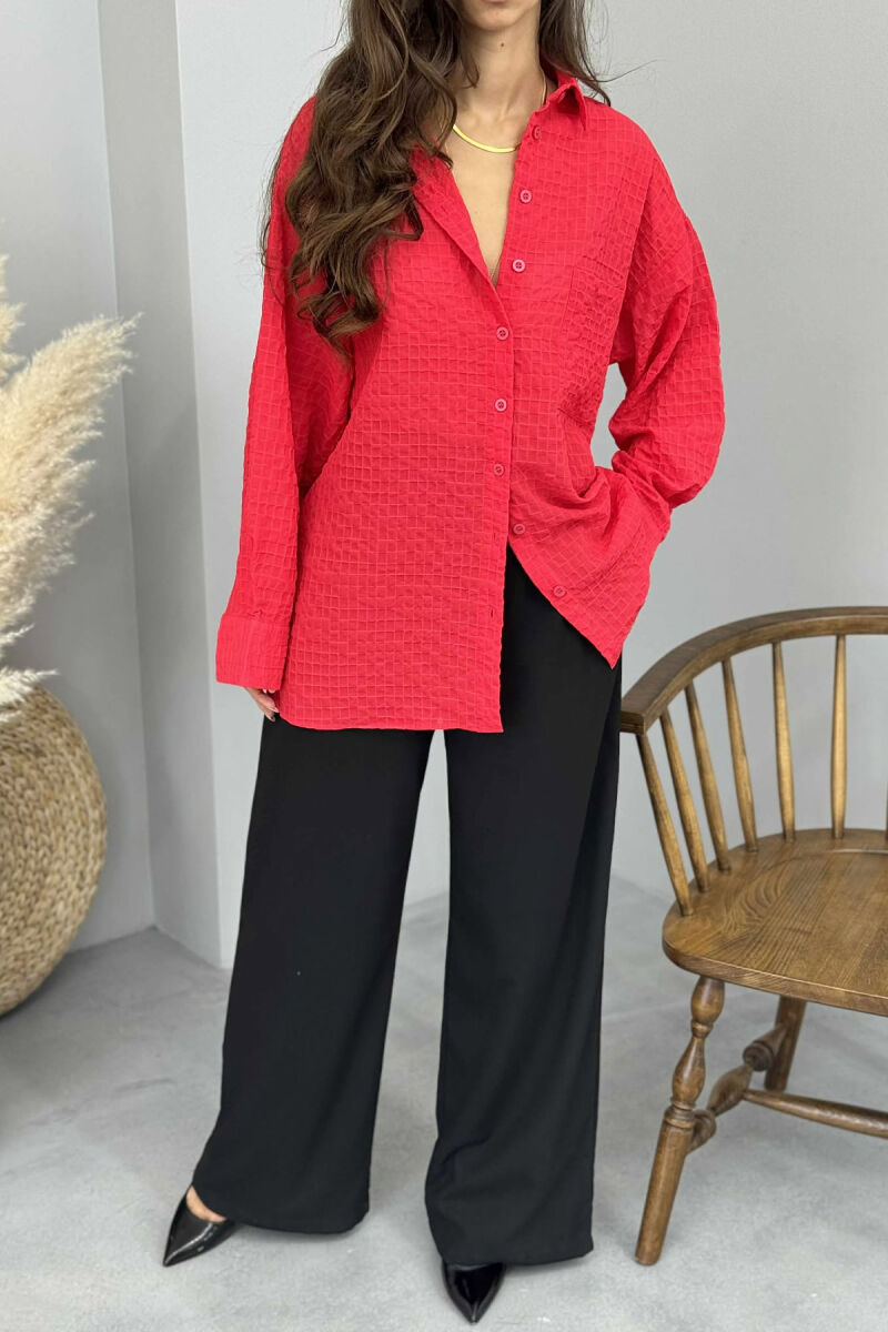 SINGLE POCKET ONE COLOR WOMEN SHIRT RED/E KUQE - 3