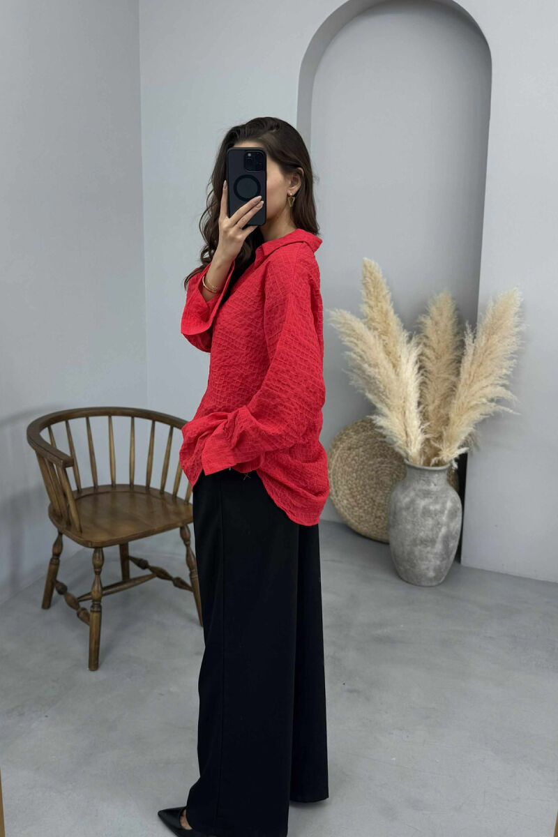 SINGLE POCKET ONE COLOR WOMEN SHIRT RED/E KUQE - 5