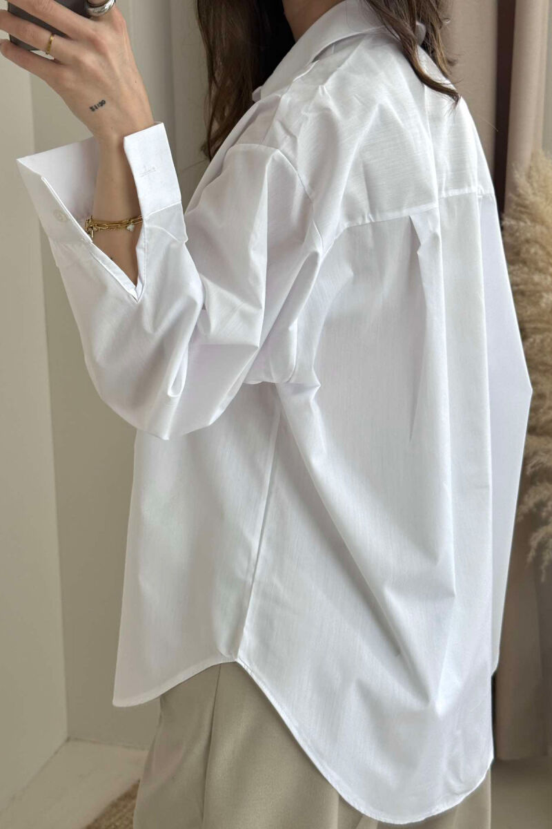 SINGLE POCKET ONE COLOR WOMEN SHIRT WHITE-E BARDHE - 4