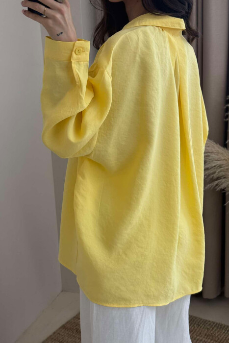SINGLE POCKET ONE COLOR WOMEN SHIRT YELLOW/E VERDHE - 5