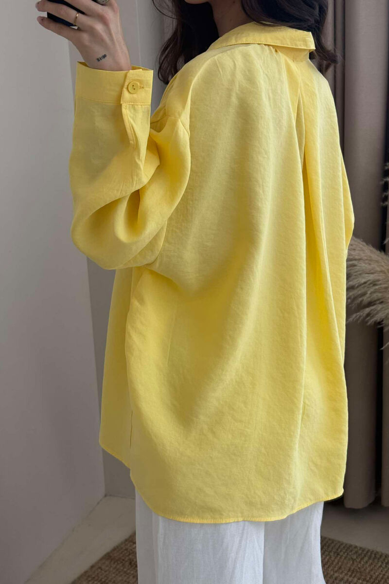 SINGLE POCKET ONE COLOR WOMEN SHIRT YELLOW/E VERDHE - 5