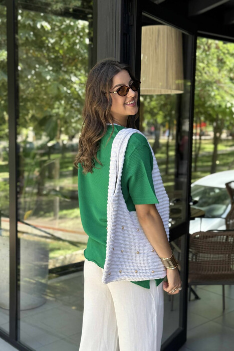 SINGLE POCKET ONE COLOR WOMEN T-SHIRT GREEN/JESHILE - 4