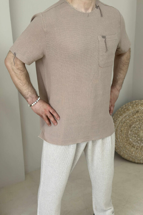 SINGLE POCKET SIMPLE MEN T-SHIRT BEIGE/BEZHE 