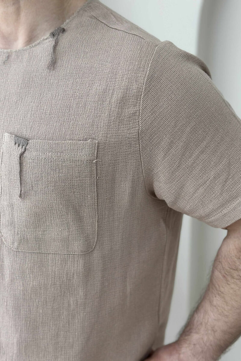 SINGLE POCKET SIMPLE MEN T-SHIRT BEIGE/BEZHE - 3