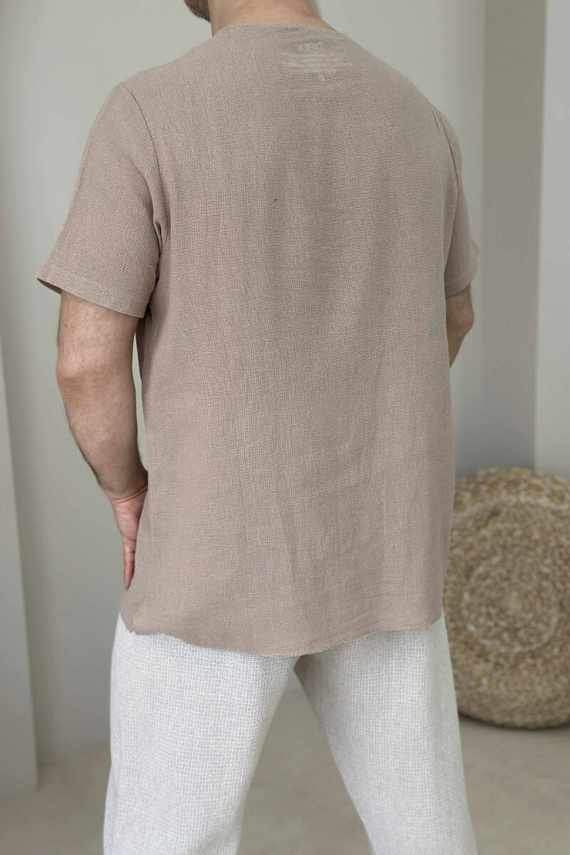 SINGLE POCKET SIMPLE MEN T-SHIRT BEIGE/BEZHE - 5
