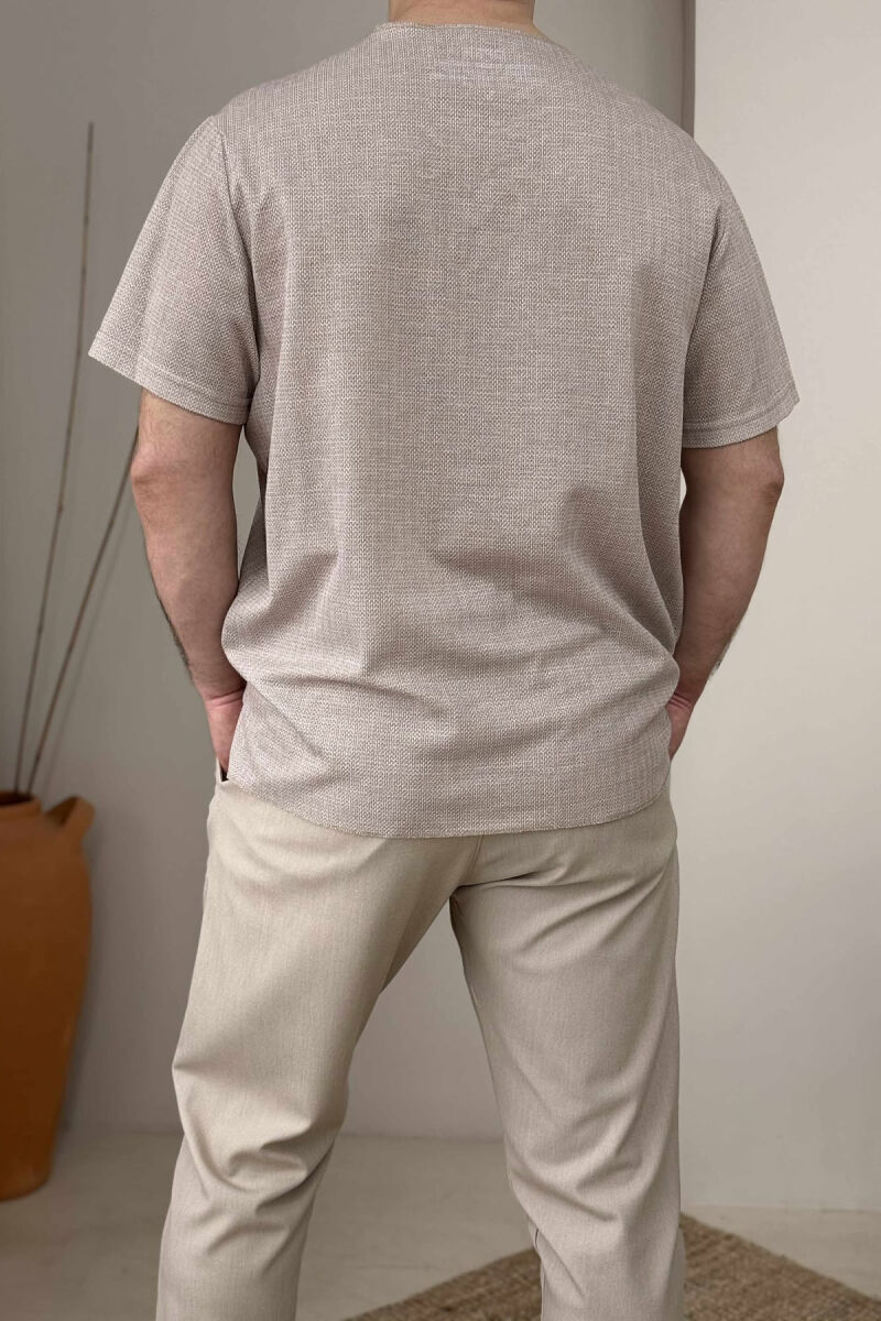 SINGLE POCKET SIMPLE MEN T-SHIRT LIGHT BEIGE/BZHZB - 2