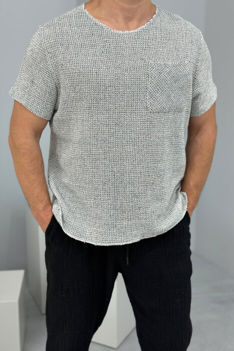 SINGLE POCKET SIMPLE MEN T-SHIRT LIGHT GREY/GZ - 2