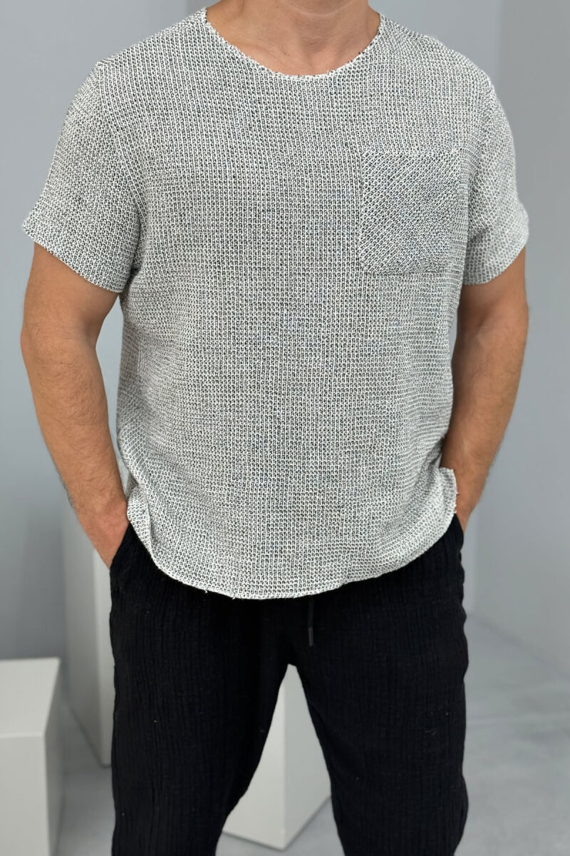 SINGLE POCKET SIMPLE MEN T-SHIRT LIGHT GREY/GZ - 2