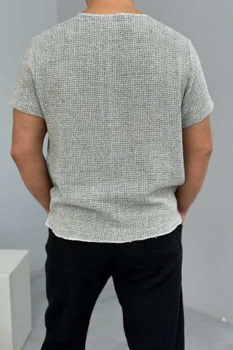 SINGLE POCKET SIMPLE MEN T-SHIRT LIGHT GREY/GZ - 3