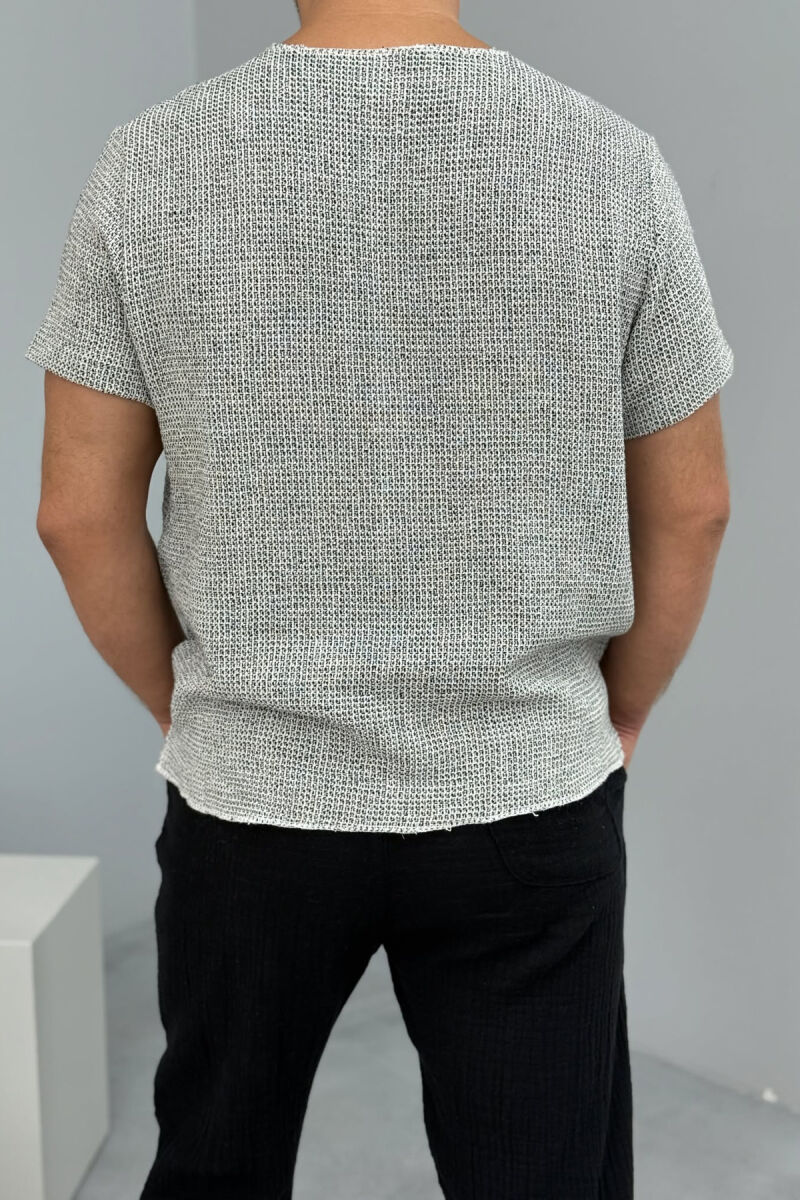 SINGLE POCKET SIMPLE MEN T-SHIRT LIGHT GREY/GZ - 3