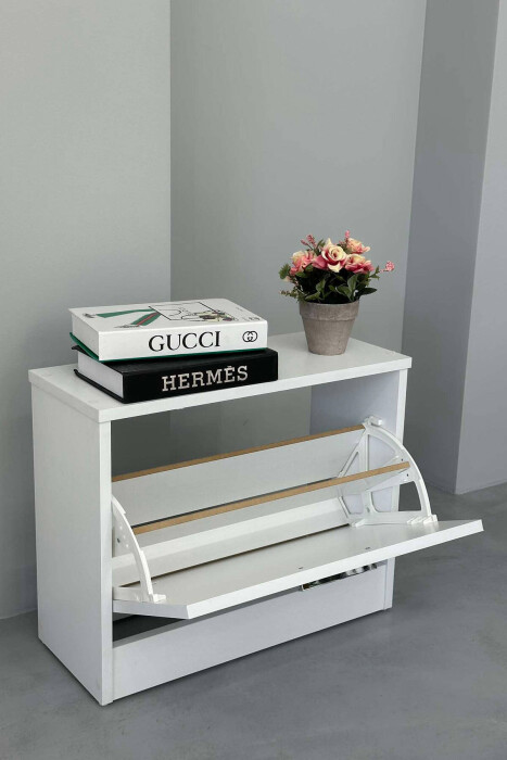 SINGLE TIER SHOE SHELF WHITE-E BARDHE - 2