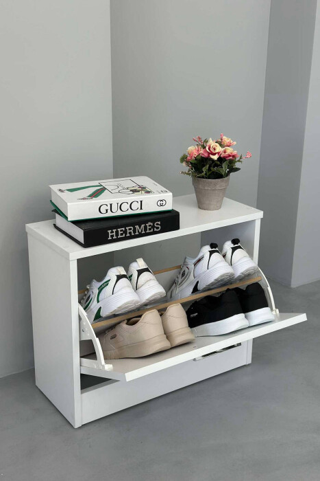 SINGLE TIER SHOE SHELF WHITE-E BARDHE - 3