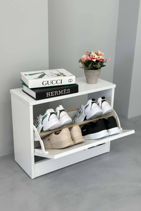 SINGLE TIER SHOE SHELF WHITE-E BARDHE - 4