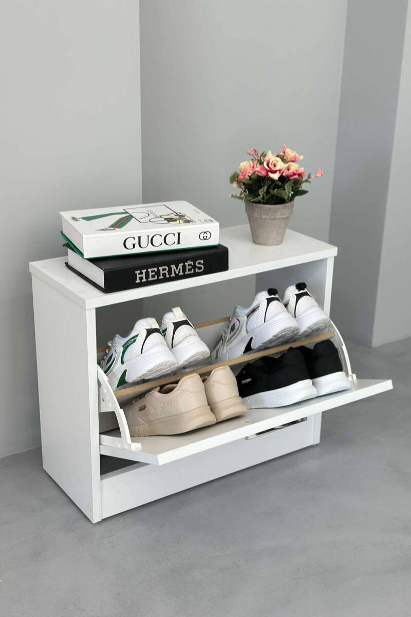 SINGLE TIER SHOE SHELF WHITE-E BARDHE - 4