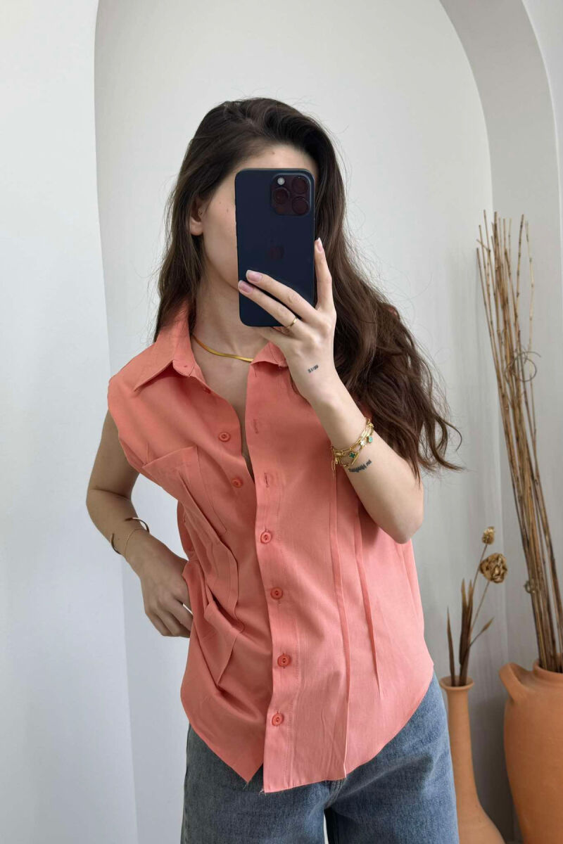 SIPMLE ONE COLOR WOMAN SHIRTS SALMON/SALMON - 2