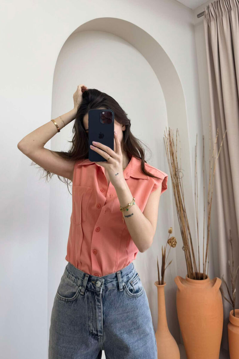 SIPMLE ONE COLOR WOMAN SHIRTS SALMON/SALMON - 6