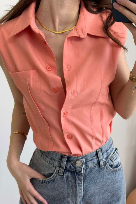 SIPMLE ONE COLOR WOMAN SHIRTS SALMON/SALMON - 7