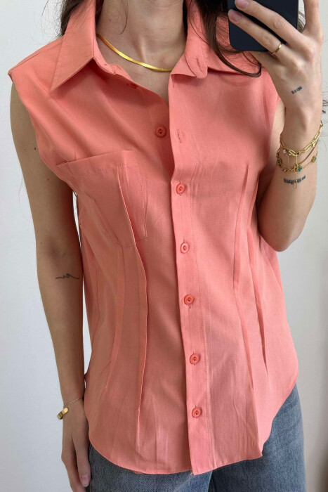 SIPMLE ONE COLOR WOMAN SHIRTS SALMON/SALMON - 8