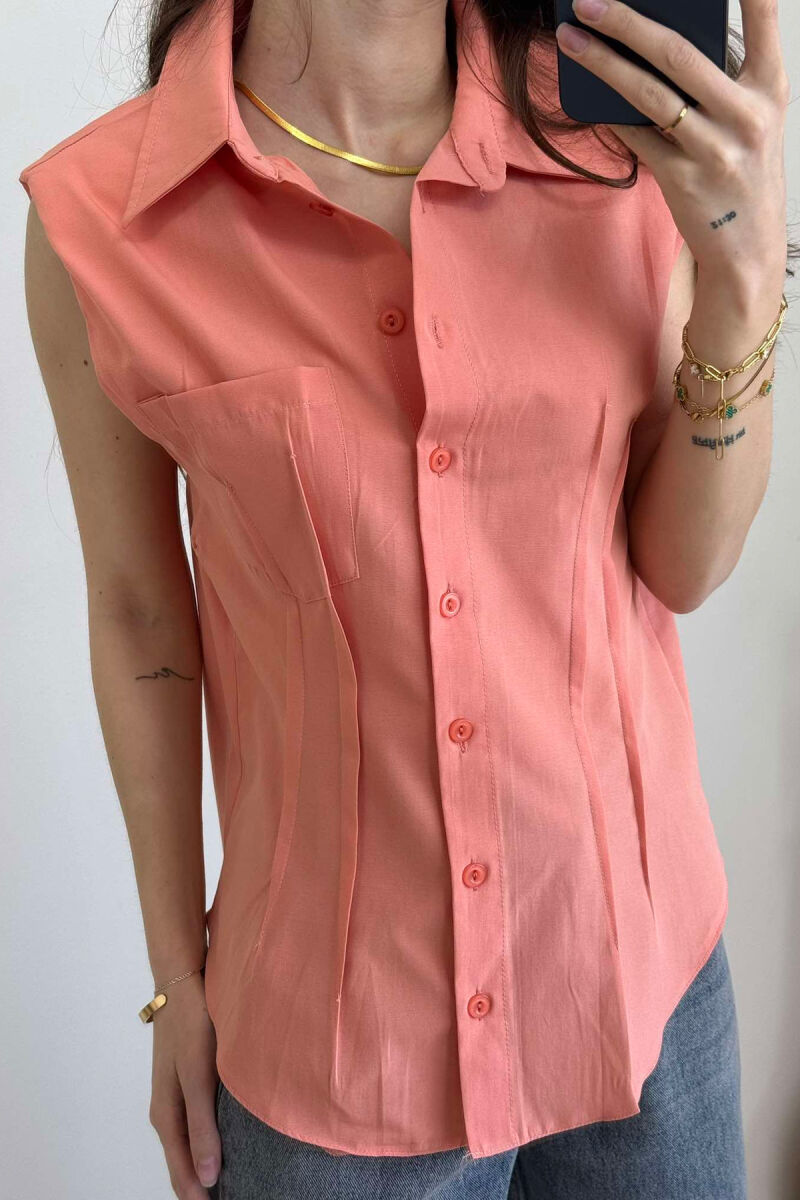 SIPMLE ONE COLOR WOMAN SHIRTS SALMON/SALMON - 8