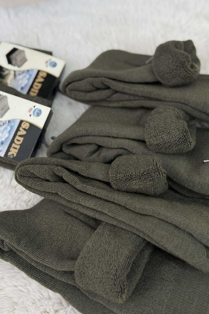 SIX PAIRS WOOL WARM MAN CREW SOCKS DARK GREEN/JEE - 2