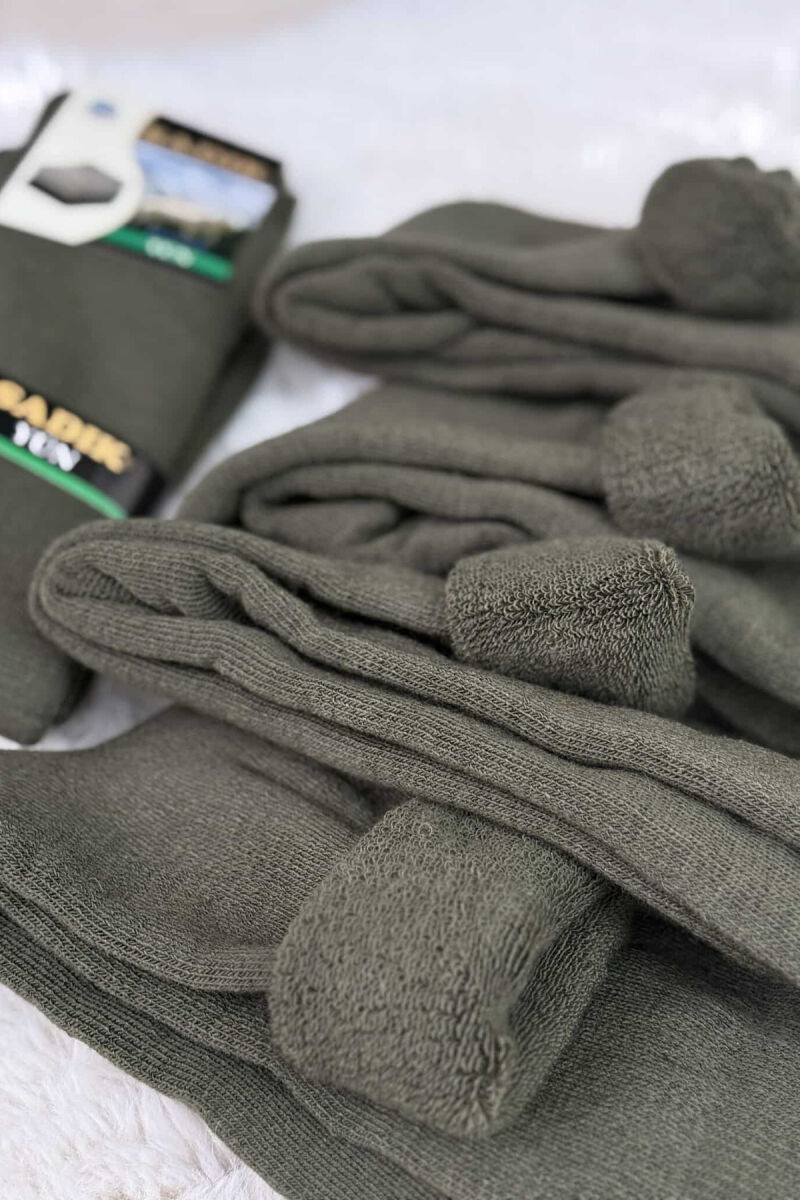 SIX PAIRS WOOL WARM MAN CREW SOCKS DARK GREEN/JEE - 4