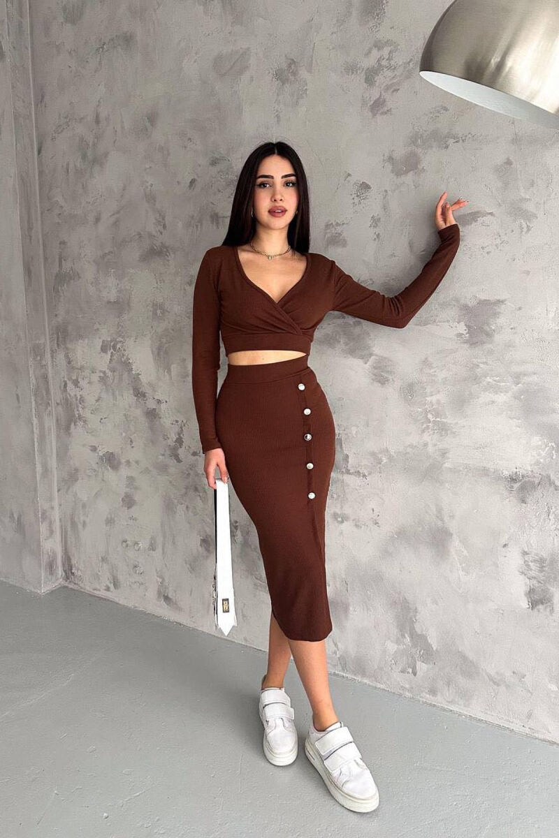 SKIRT+BLOUSE WOMAN SET BROWN/KAFE - 1