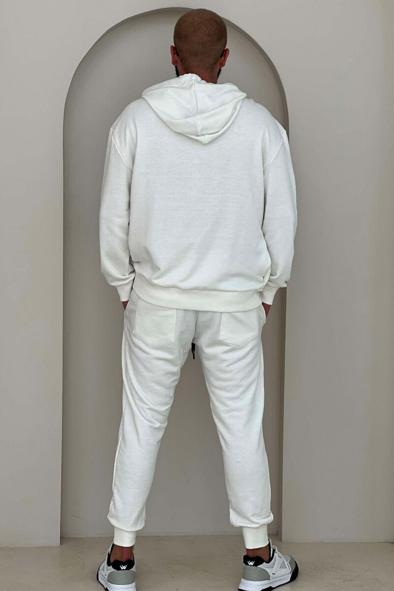 SKULL DESIGN HOODIE+JOGGERS MEN SET WHITE-E BARDHE - 3