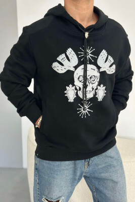 SKULL DESIGN MEN HOODIE BLACK/ E ZEZE 